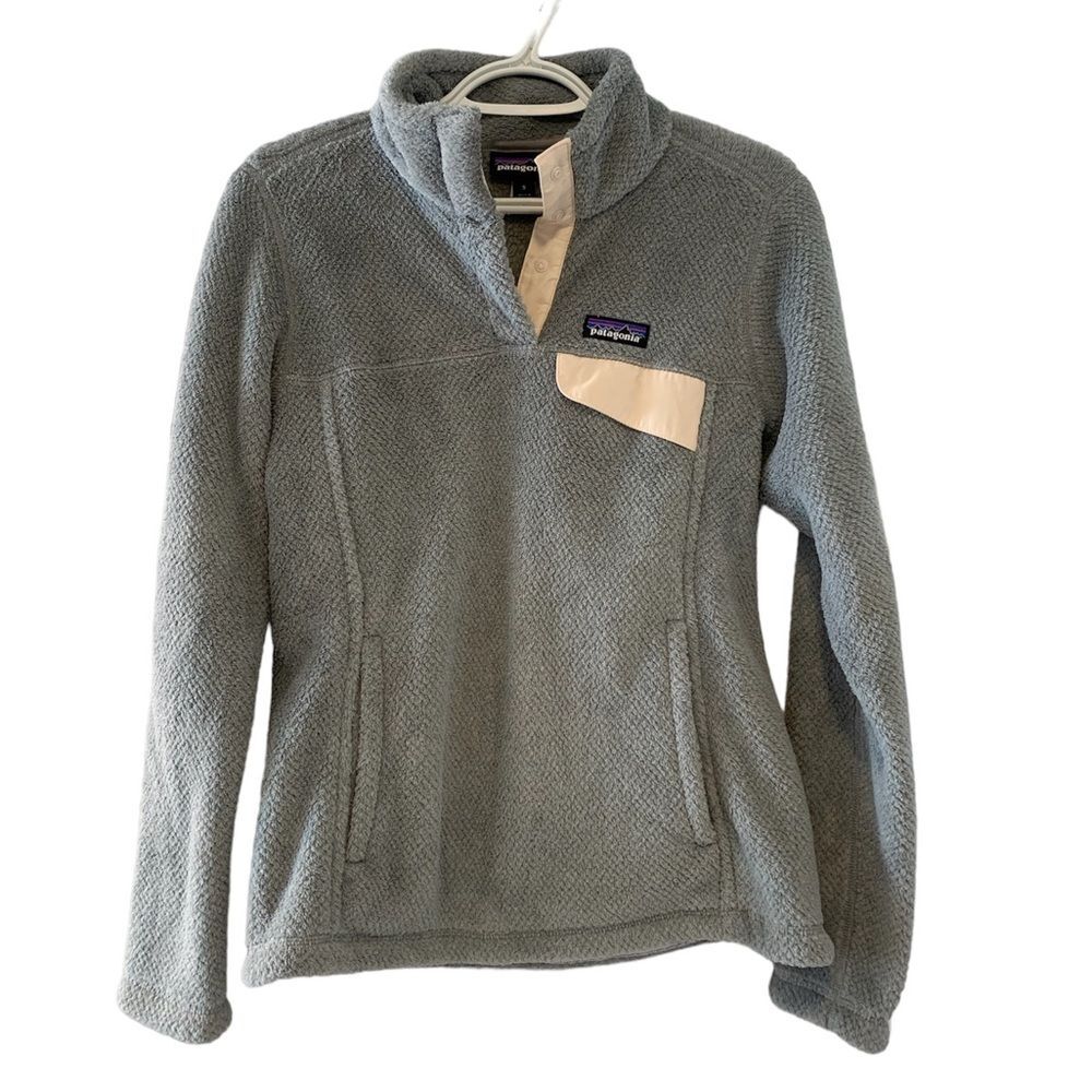 Patagonia | gray and tan re tool snap fleece sweater